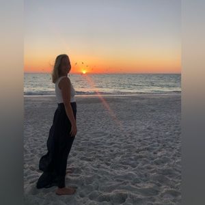 Sheer wide-leg flair pants